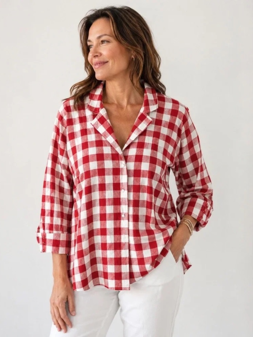 Pomander Place Gingham Button Front Shirt - size S